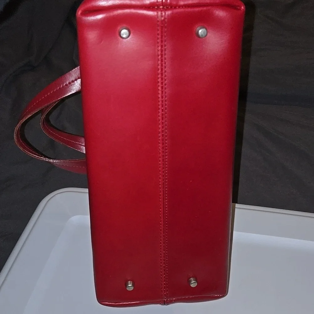 FURLA red leather handbag - Picture 8 of 11